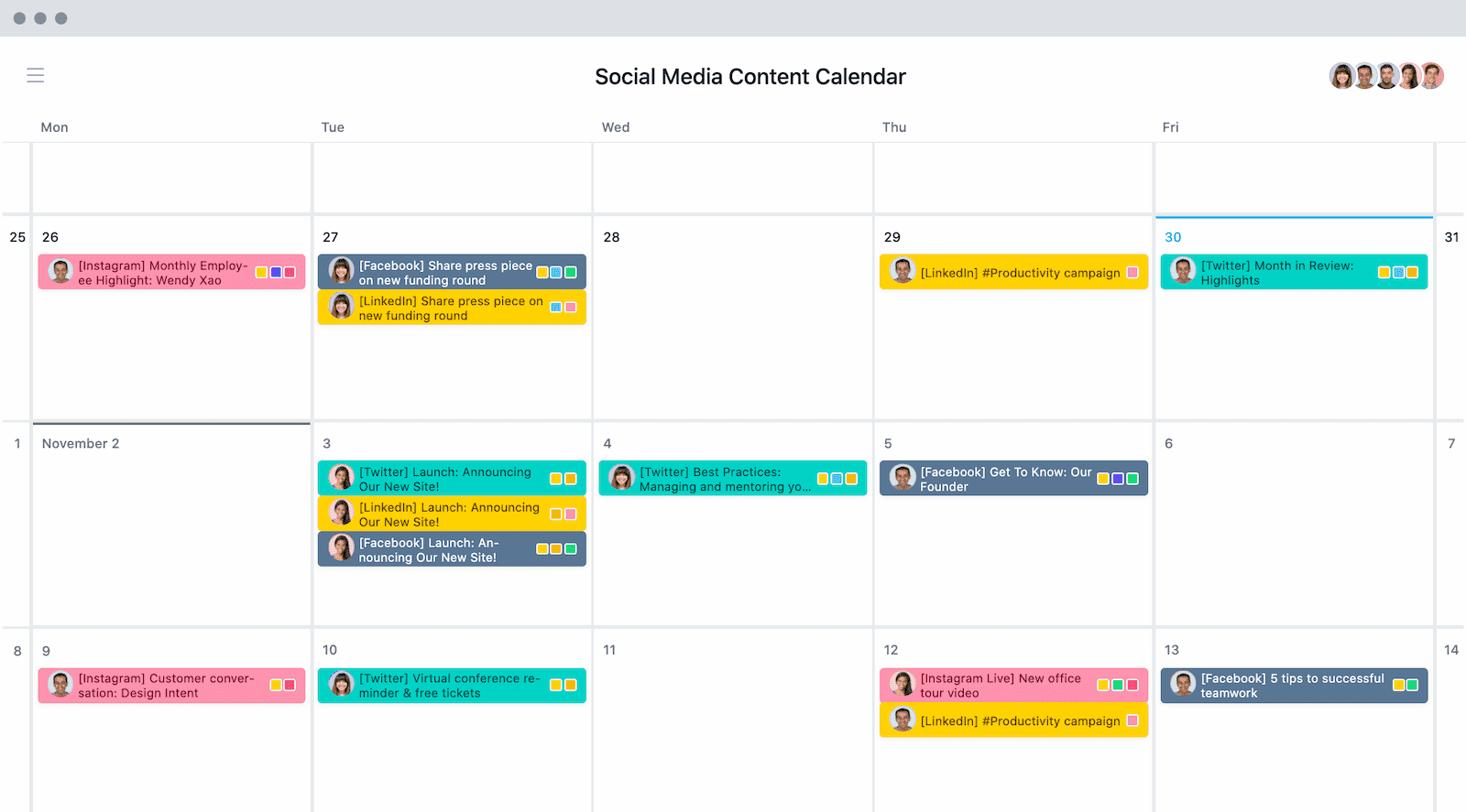 Asana Social Media Calendar Template